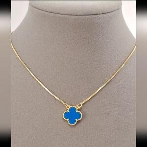 Sky blue Four Leafs clover necklace